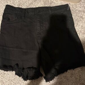 Kut from the Kloth Black Frayed Hem Denim Shorts